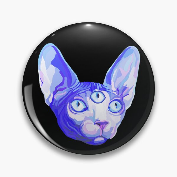 Item preview, Three Eyed Blue Sphynx Cat Head designed and sold by Deborah Camp.