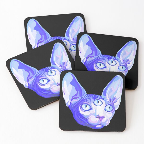 Item preview, Three Eyed Blue Sphynx Cat Head designed and sold by Deborah Camp.