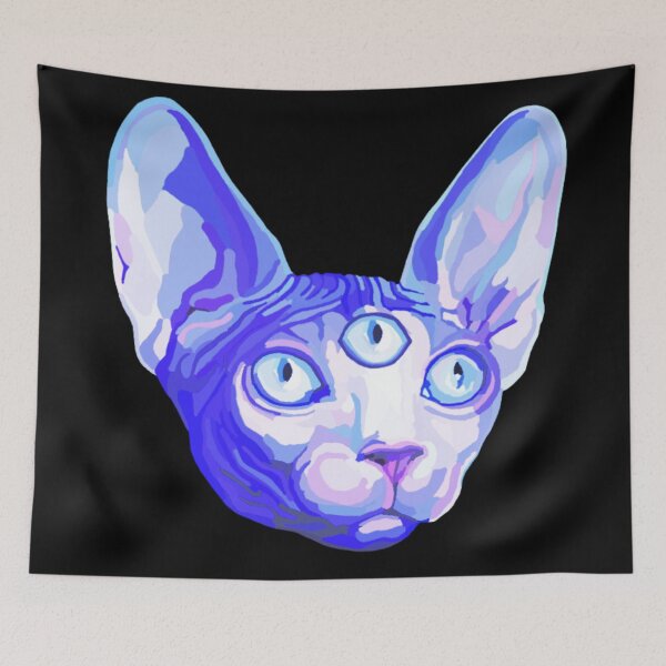Item preview, Three Eyed Blue Sphynx Cat Head designed and sold by Deborah Camp.