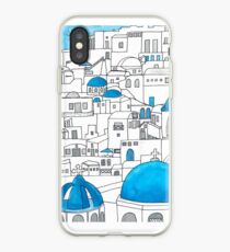 Vinilo o funda para iPhone Santorini, paraíso azul y blanco