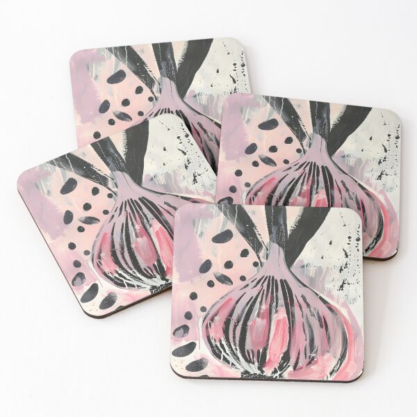 Item preview, Garlic Avant-Garde in Bold Essence - Abstract Bulb with Dynamic Pink and White Backdrop Generative AI designed and sold by OlfactoART Studio.