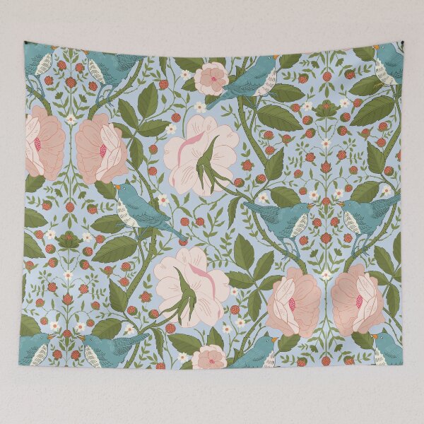 Item preview, Blue Birds and Flowers designed and sold by YELLOWCITY806.
