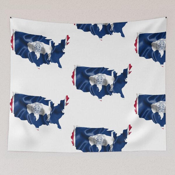 Item preview, "USA Wyoming Flag T-Shirt - Patriotic Cowboy State Tee"  designed and sold by Danver Thread and Sticker Company.