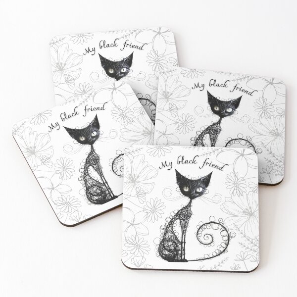 Item preview, My black friend, monochromatic cat graphics designed and sold by silent-violin.