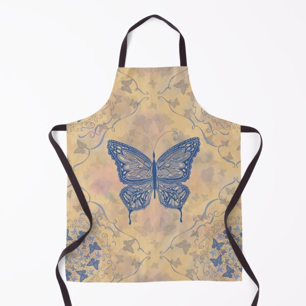 Item preview, Blue and Beige Antique, Vintage Butterfly Pattern, with scrollwork hand lettering. designed and sold by MichCortez9.