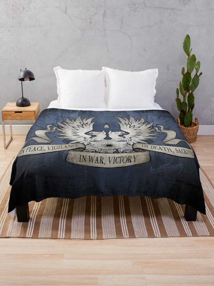 Thumbnail 1 of 6, Throw Blanket, Dragon Age: Grey Warden Motto designed and sold by ArcaneFeathers.