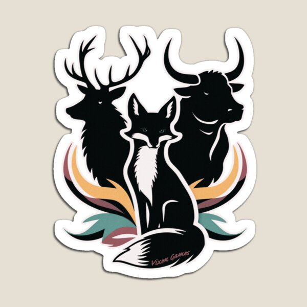Vixen with her stag and bull silhouette Magnet