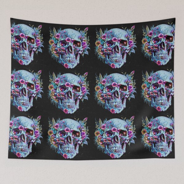 Item preview, Blue Floral Skull designed and sold by Art-home12.