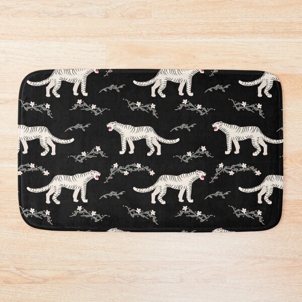 Item preview, White tigers and flowers pattern designed and sold by Corinne Alexa Jackson.