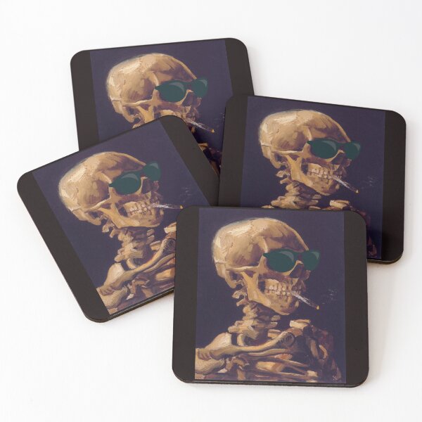 Item preview, Funny Skull Smoking With Sunglasses Parody Gift Van Gogh Design With Skull With A Burning Cigarette With Sunglasses Art designed and sold by Classic Visions Gallery.