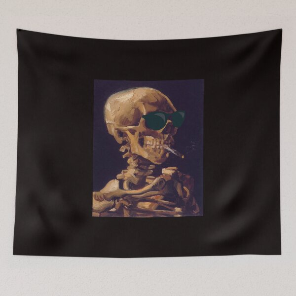 Item preview, Funny Skull Smoking With Sunglasses Parody Gift Van Gogh Design With Skull With A Burning Cigarette With Sunglasses Art designed and sold by Classic Visions Gallery.