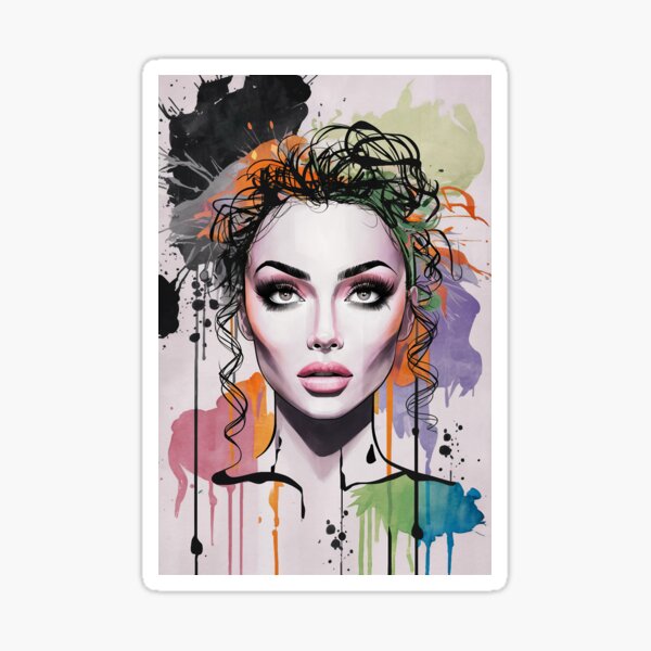 Vista previa del artículo con la obra «mujer en pinturas», diseñado y vendido por Not Hugo.