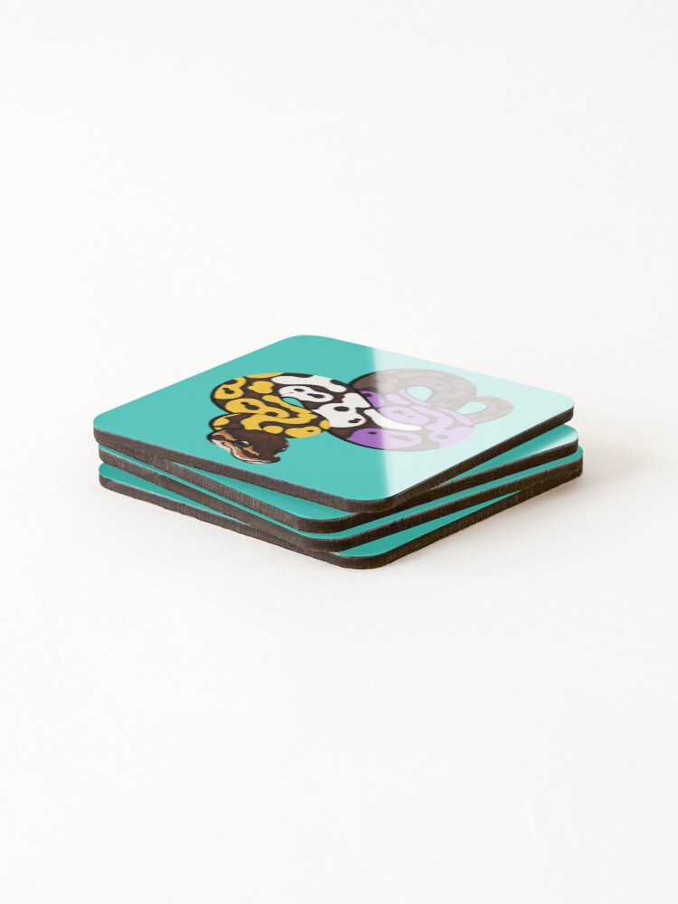 Thumbnail 4 of 5, Coasters (Set of 4), Ball Python Pride: Nonbinary designed and sold by catdoq.