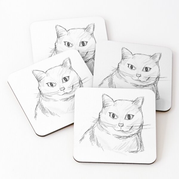 Item preview, Cat Sketch (black on white) designed and sold by emmabeemiller.