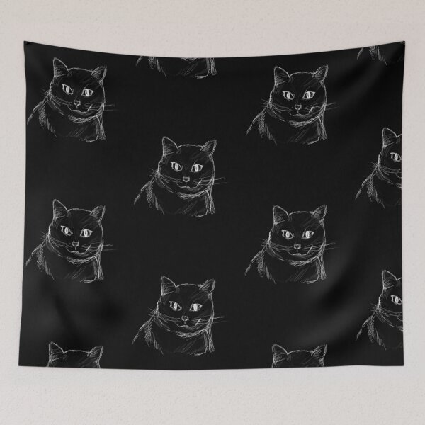 Item preview, Cat Sketch (white on black) designed and sold by emmabeemiller.