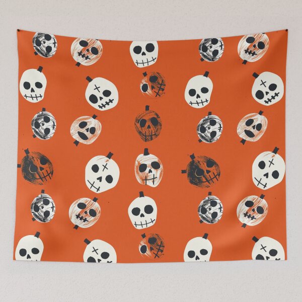 Item preview, Halloween Grunge Skull Pattern on Orange Background Large designed and sold by AgathaZolastore.