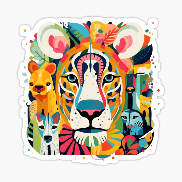 Vista previa del artículo con la obra «Maravillas salvajes - Animales abstractos de la selva», diseñado y vendido por colorissimo.