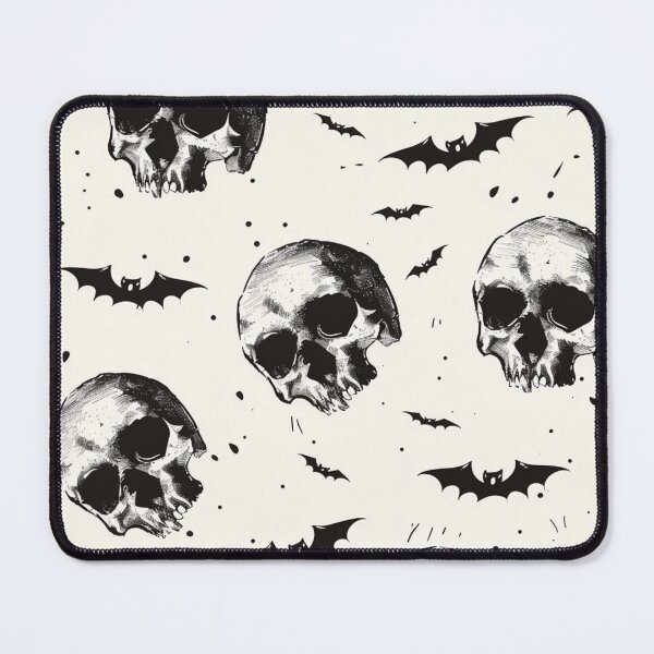 Artikelvorschau, Halloween Grunge Schädel und Fledermäuse Muster auf Creme Hintergrund groß entworfen und verkauft von AgathaZolastore.