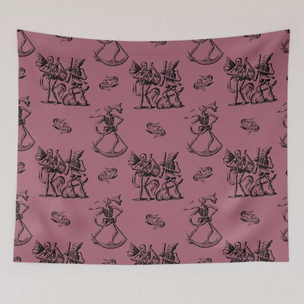 Item preview, "Bare Bones Band" Repeating print in deep puce pink designed and sold by MaximusWozza.