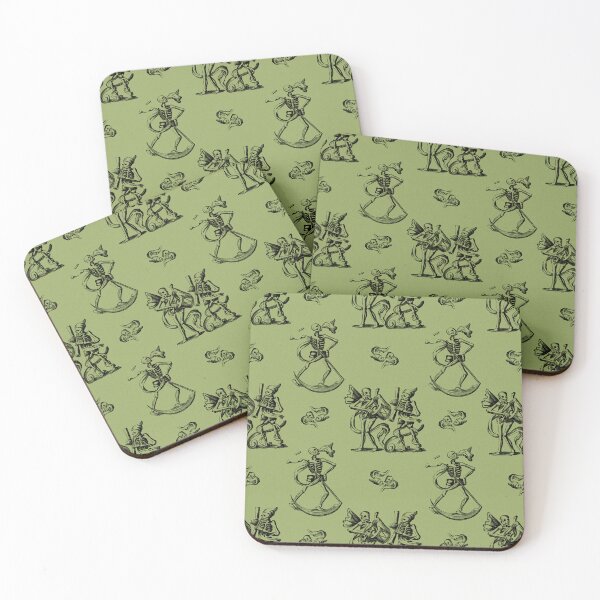 Item preview, "Bare Bones Band" Repeating print in olivine green  designed and sold by MaximusWozza.