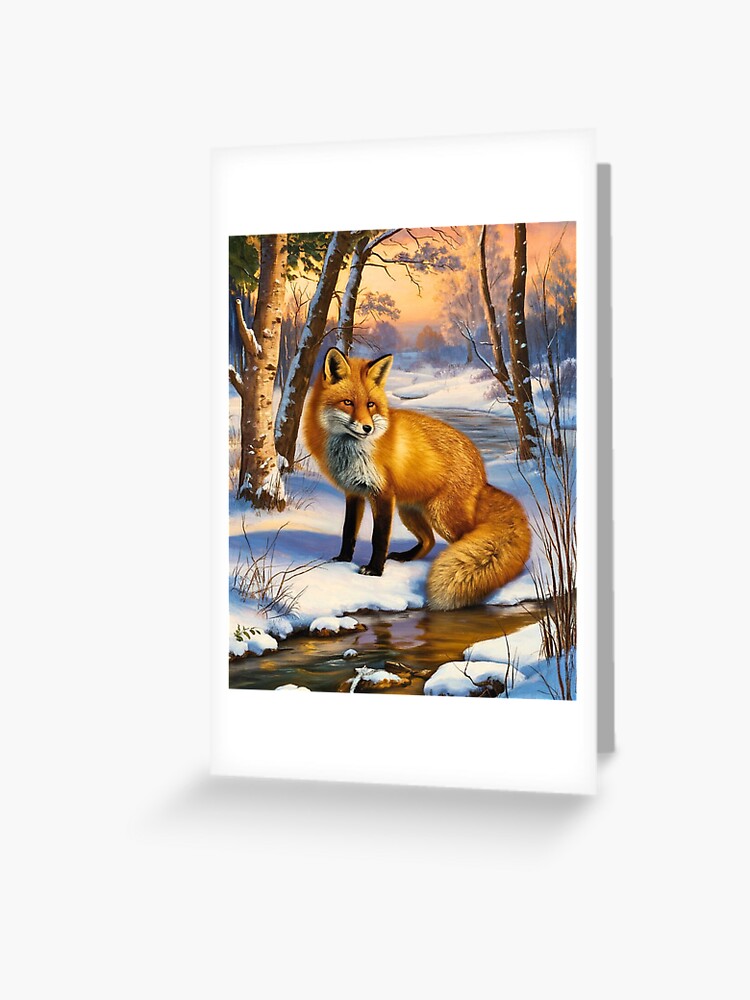 Painted Fox Vintage Art | Greeting Card Painted Fox Vintage Art | Greeting Card