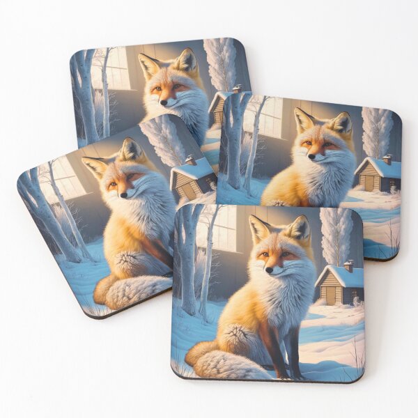 Item preview, Fox Portrait. Winter fox, snowy season, vintage fox, fox painting, Johannes Vermeer style designed and sold by FoxVibes.