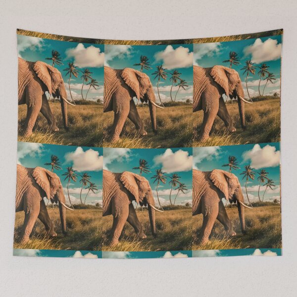 Item preview, Elephant Portrait. Elephant photo, vibrant elephant, vintage elephant, summer season designed and sold by ElephantVibes.