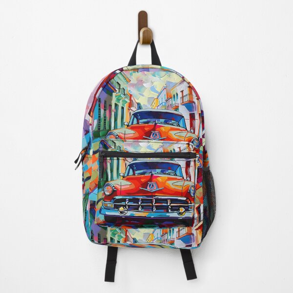 Item preview, Havana Reverie- Vibrant Vintage Car Amid Cubist-Inspired Cityscape AI Generated designed and sold by OlfactoART Studio.