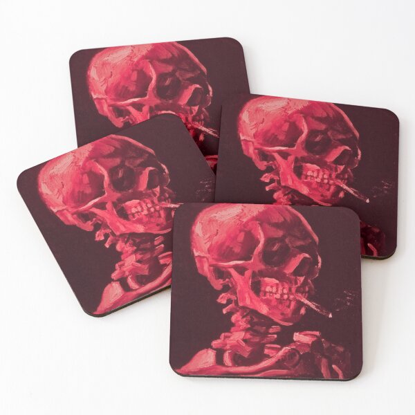 Item preview, Funny Skull Smoking With Sunglasses Parody Gift Van Gogh Design With Skull With A Burning Cigarette Red Tint Art designed and sold by Classic Visions Gallery.