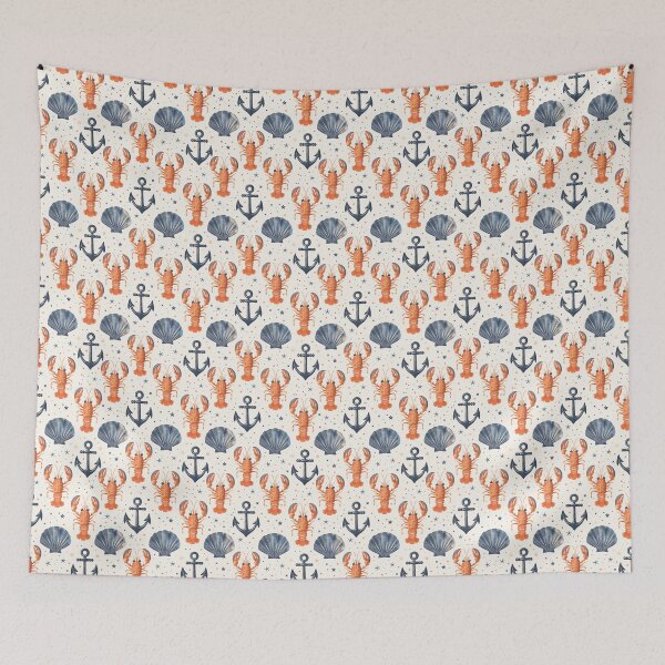 Item preview, Nautical Anchor Lobster and Seashell Coastal Beach Design designed and sold by CarpanaBay.