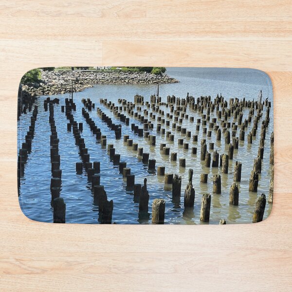 Item preview, Riverside Pilings Landscape Photography - Serene Waterfront Decor designed and sold by MisfitTales.