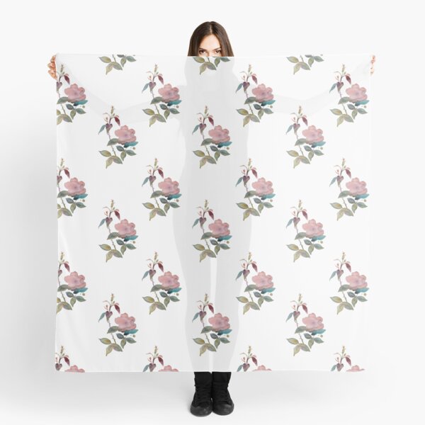 Odette - Pink & Green on White Scarf