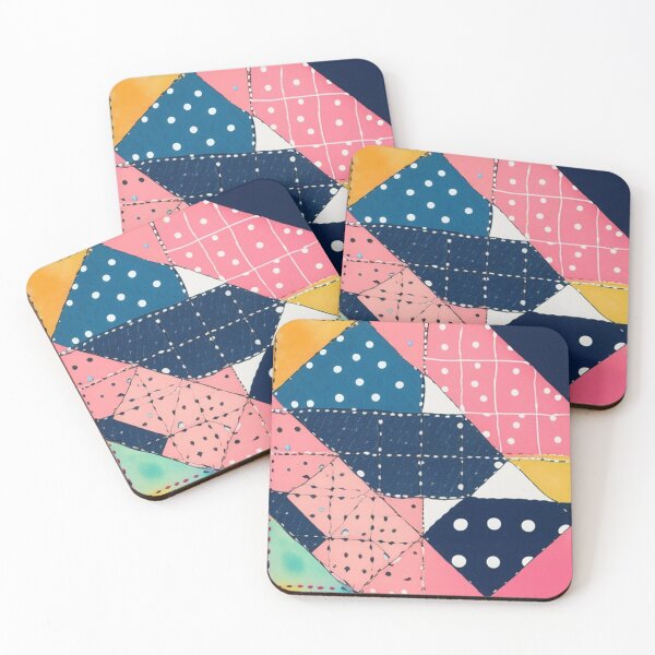 Item preview, Patchwork art in pink and denim  designed and sold by Roxburylane.