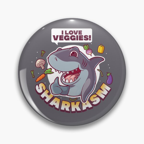 Item preview, Sharkasm - sarcastic vegetarian shark says "I love veggies!" designed and sold by messy-nessie.