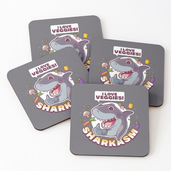 Item preview, Sharkasm - sarcastic vegetarian shark says "I love veggies!" designed and sold by messy-nessie.