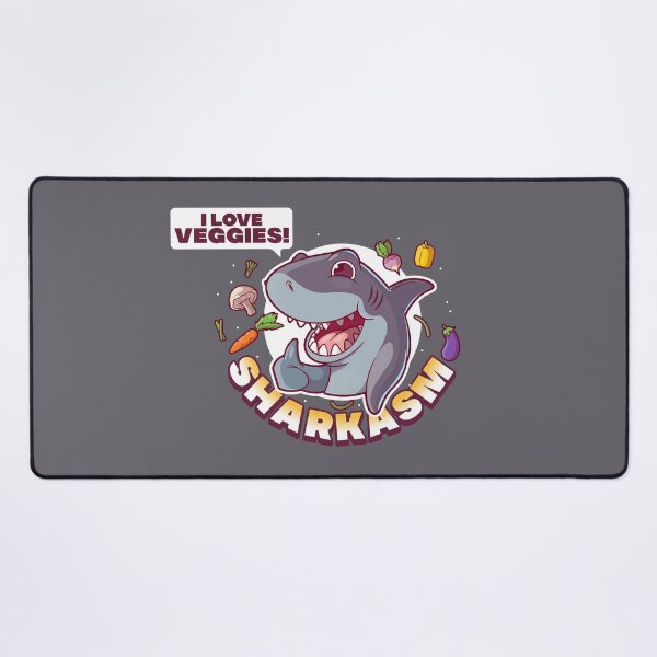 Item preview, Sharkasm - sarcastic vegetarian shark says "I love veggies!" designed and sold by messy-nessie.