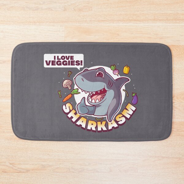 Item preview, Sharkasm - sarcastic vegetarian shark says "I love veggies!" designed and sold by messy-nessie.