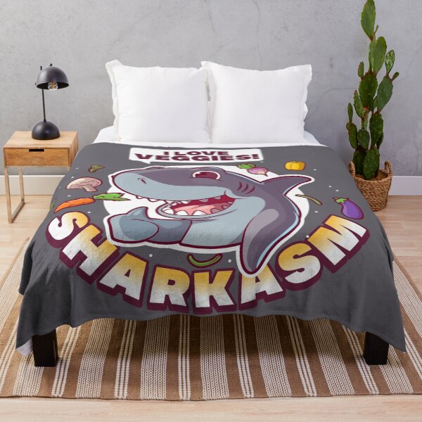 Item preview, Sharkasm - sarcastic vegetarian shark says "I love veggies!" designed and sold by messy-nessie.