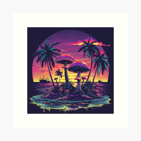 Aperçu de l'œuvre Vapor Wave Champignon Design Vintage créée et vendue par SporePrintXL.