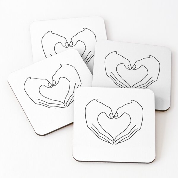 Item preview, 2 hands heart shape, minimal line art heart shape, pocket art designed and sold by KreativKulture.