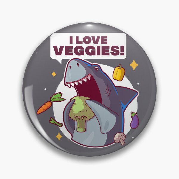 Item preview, I love veggies - funny vegetarian / vegan shark designed and sold by messy-nessie.