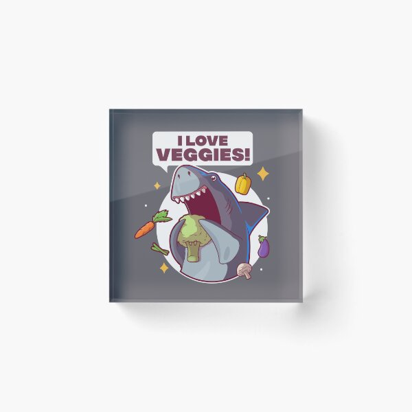 Item preview, I love veggies - funny vegetarian / vegan shark designed and sold by messy-nessie.