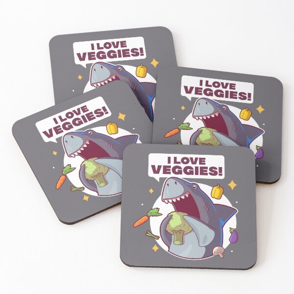 Item preview, I love veggies - funny vegetarian / vegan shark designed and sold by messy-nessie.