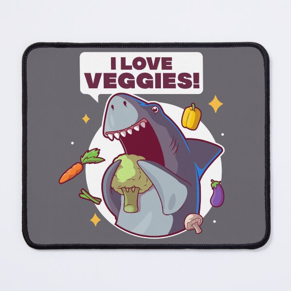 Item preview, I love veggies - funny vegetarian / vegan shark designed and sold by messy-nessie.