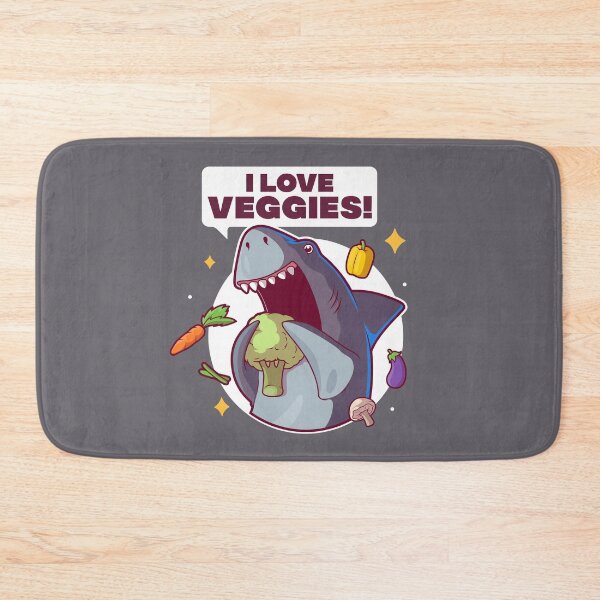 Item preview, I love veggies - funny vegetarian / vegan shark designed and sold by messy-nessie.