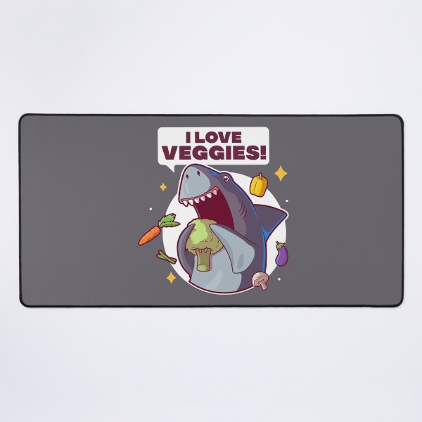 Item preview, I love veggies - funny vegetarian / vegan shark designed and sold by messy-nessie.