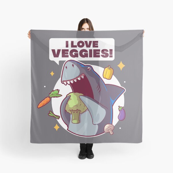 Item preview, I love veggies - funny vegetarian / vegan shark designed and sold by messy-nessie.