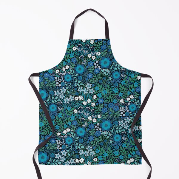 Item preview, Summer Flower Garden - pretty floral pattern, turquoise blue and emerald on black - by Cecca Designs designed and sold by Cecca-Designs.