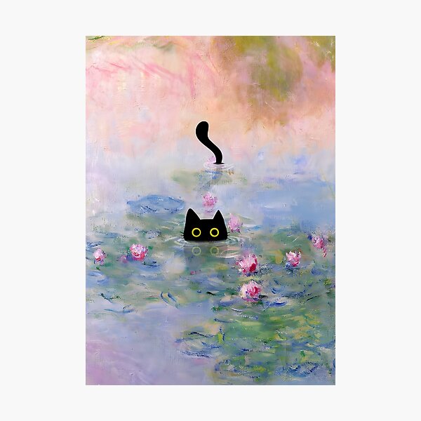 Item preview, Monet Water Lilies | Monet Waterlily Cat Prints  designed and sold by AgevTor.