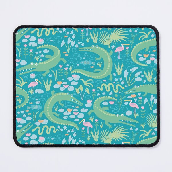 Artikelvorschau, Amerikanische Alligatoren und Rosalöffler, Pastell auf Aqua - süßes Tiermuster von Cecca Designs entworfen und verkauft von Cecca-Designs.